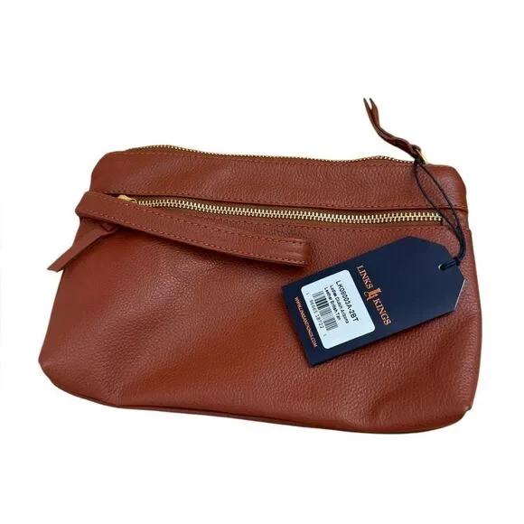 Links & Kings Ladies Clutch Arizona Leather British Tan NWT - Picture 3 of 5